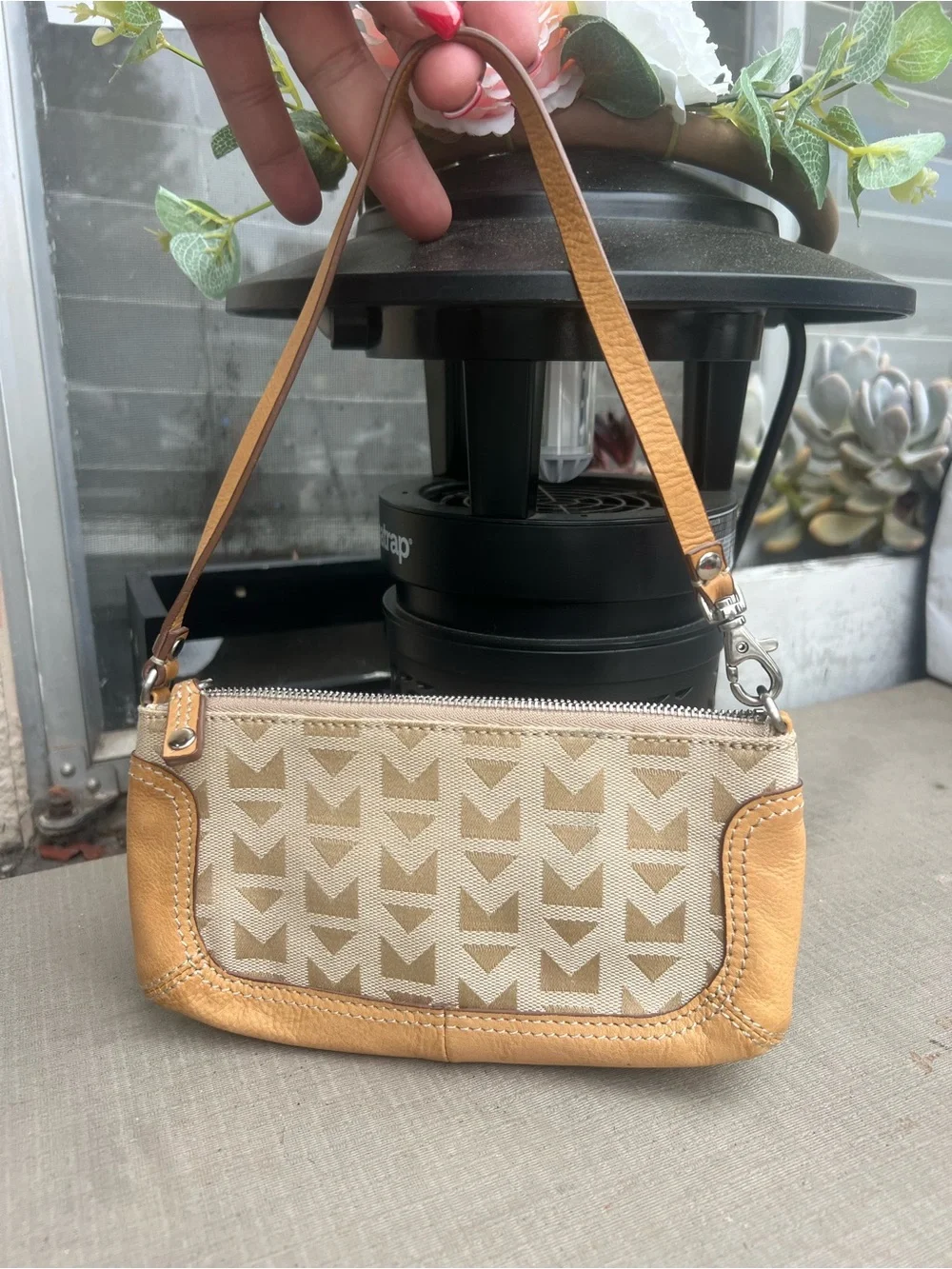 Michael Kors Beige & Tan Logo Mini Shoulder Bag